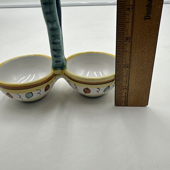 Italy Mari Deruta Pottery Salt & Pepper Caddy Only Sauce Holder - Picture 6 of 6